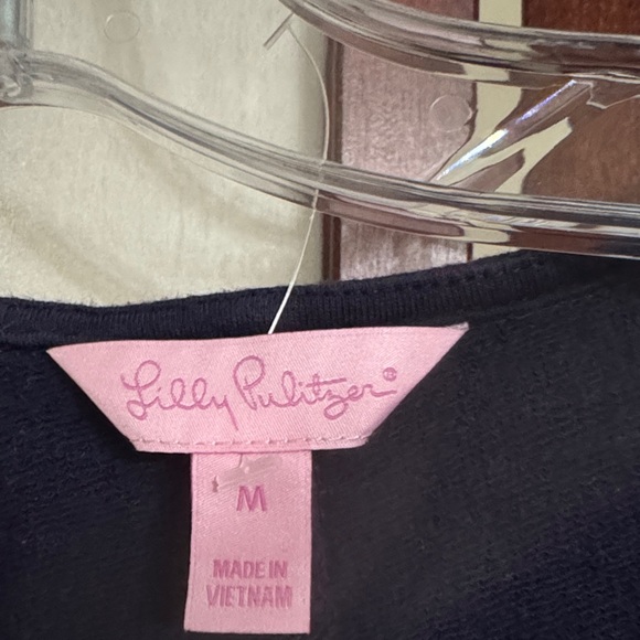 Lilly Pulitzer Dark Blue Dress with Light Blue Accents Size Medium PTP 19 inches - Picture 2 of 3